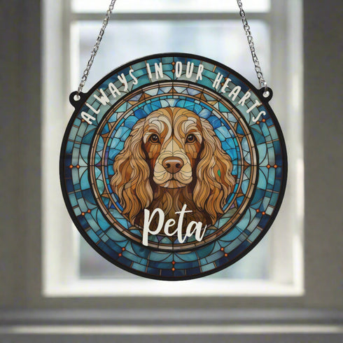 Cocker Spaniel Chocolate Memorial Stained Glass Effect Suncatcher